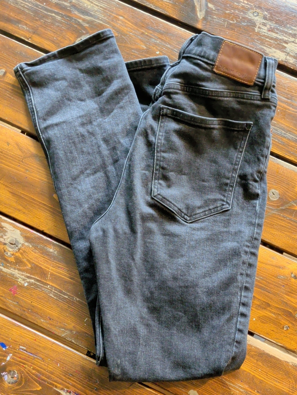 Denim Forum Women's Black Skinny Button Fly Jeans